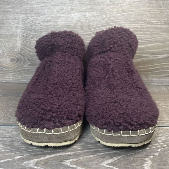L.L.Bean Cozy Sherpa Fleece Plum Purple Women’s Sz 10M Slip On Slipper Booties - Picture 2 of 11